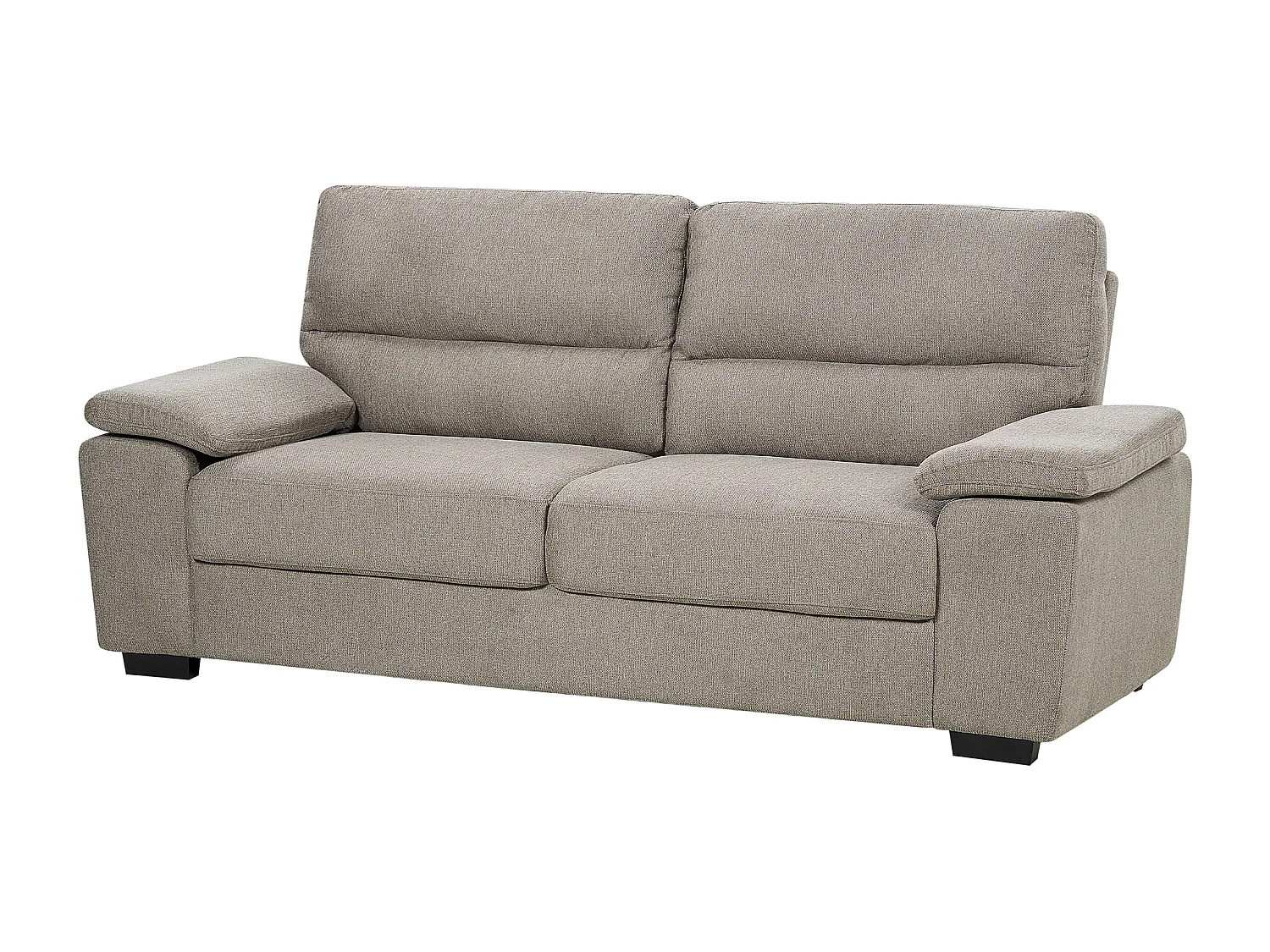 Klassisches 3-Sitzer Sofa Stoffbezug braun mit breiten Armlehnenkissen Vogar
