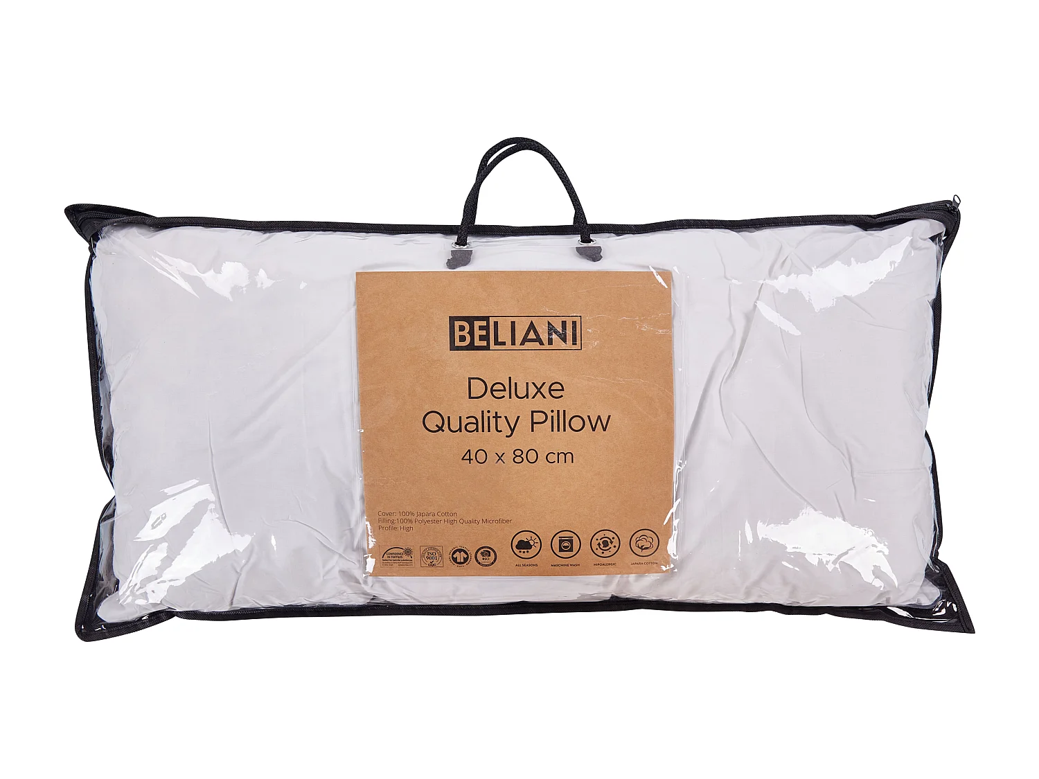 Lot de 2 oreillers PELISTER Haut Microfibre 40 x 80 cm Blanc