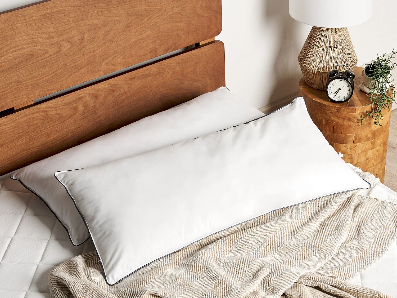 Lot de 2 oreillers PELISTER Haut Microfibre 40 x 80 cm Blanc