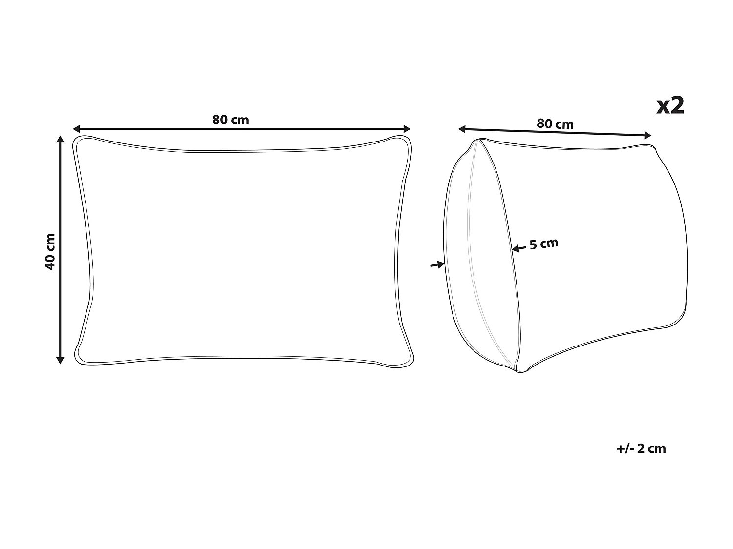 Conjunto de 2 almohadas ERRIGAL Baja Microfibra 40 x 80 cm Blanco