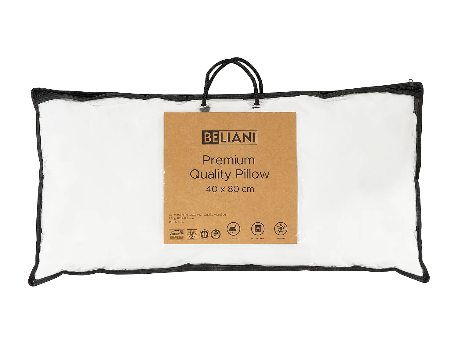 Lot de 2 oreillers ERRIGAL Bas Microfibre 40 x 80 cm Blanc