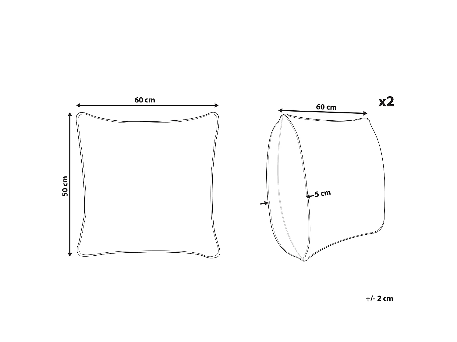 Lot de 2 oreillers PELISTER Haut Microfibre 50 x 60 cm Blanc