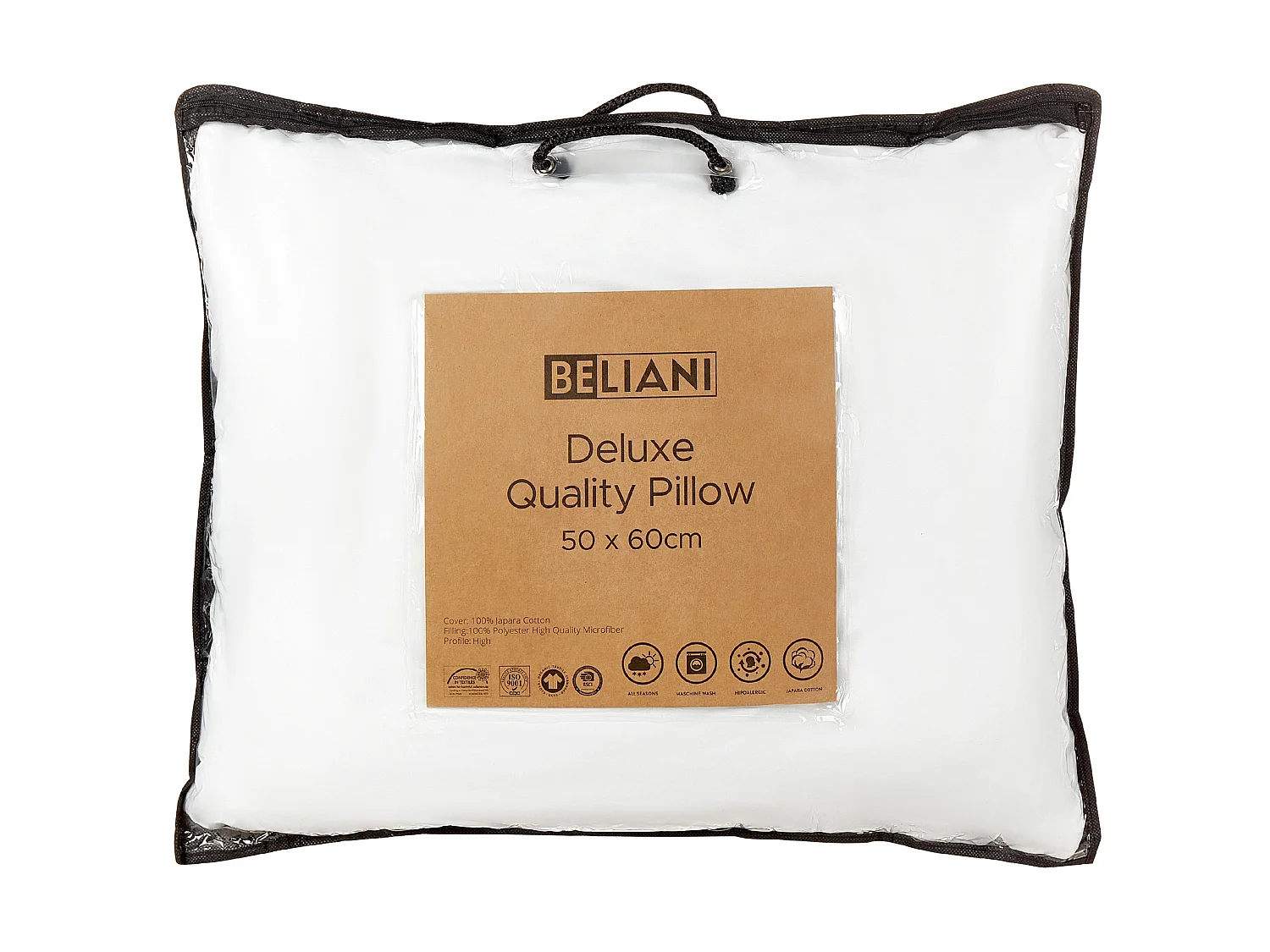 Lot de 2 oreillers PELISTER Haut Microfibre 50 x 60 cm Blanc