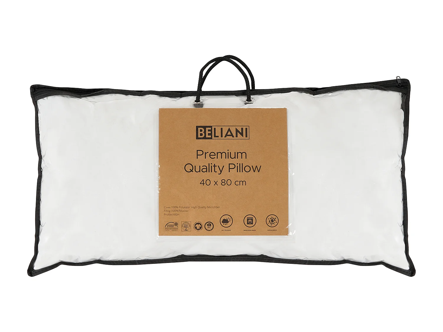 Lot de 2 oreillers ERRIGAL Haut Microfibre 40 x 80 cm Blanc