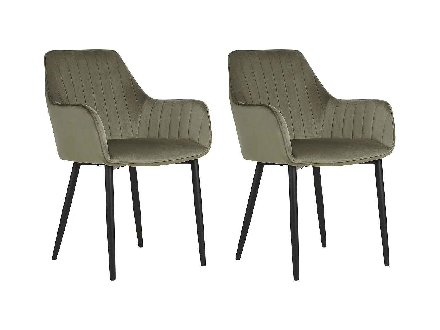 Lot de 2 chaises de salle à manger WELLSTON Velours Vert olive