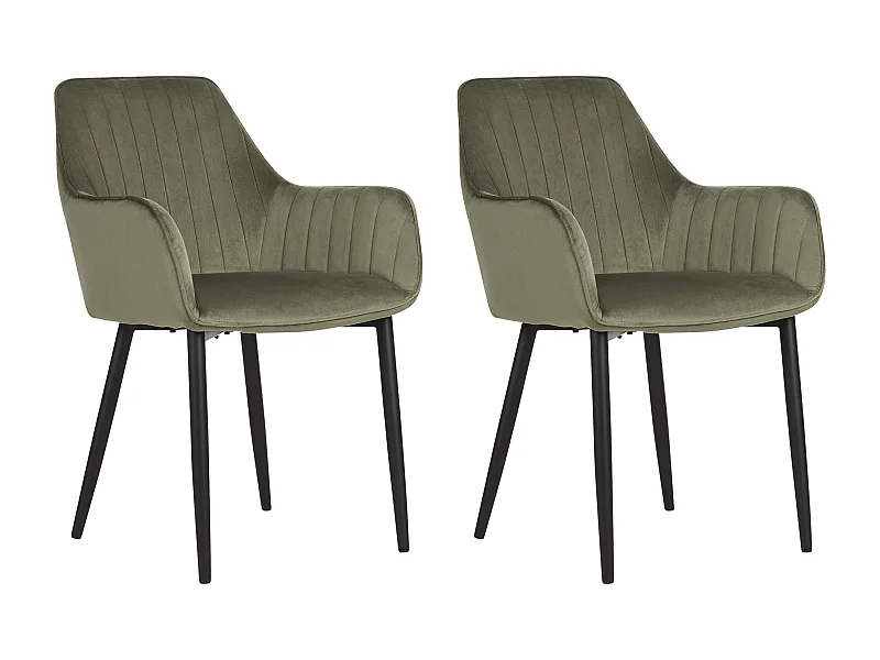 Set van 2 eetkamerstoelen WELLSTON Fluweel Olijfgroen