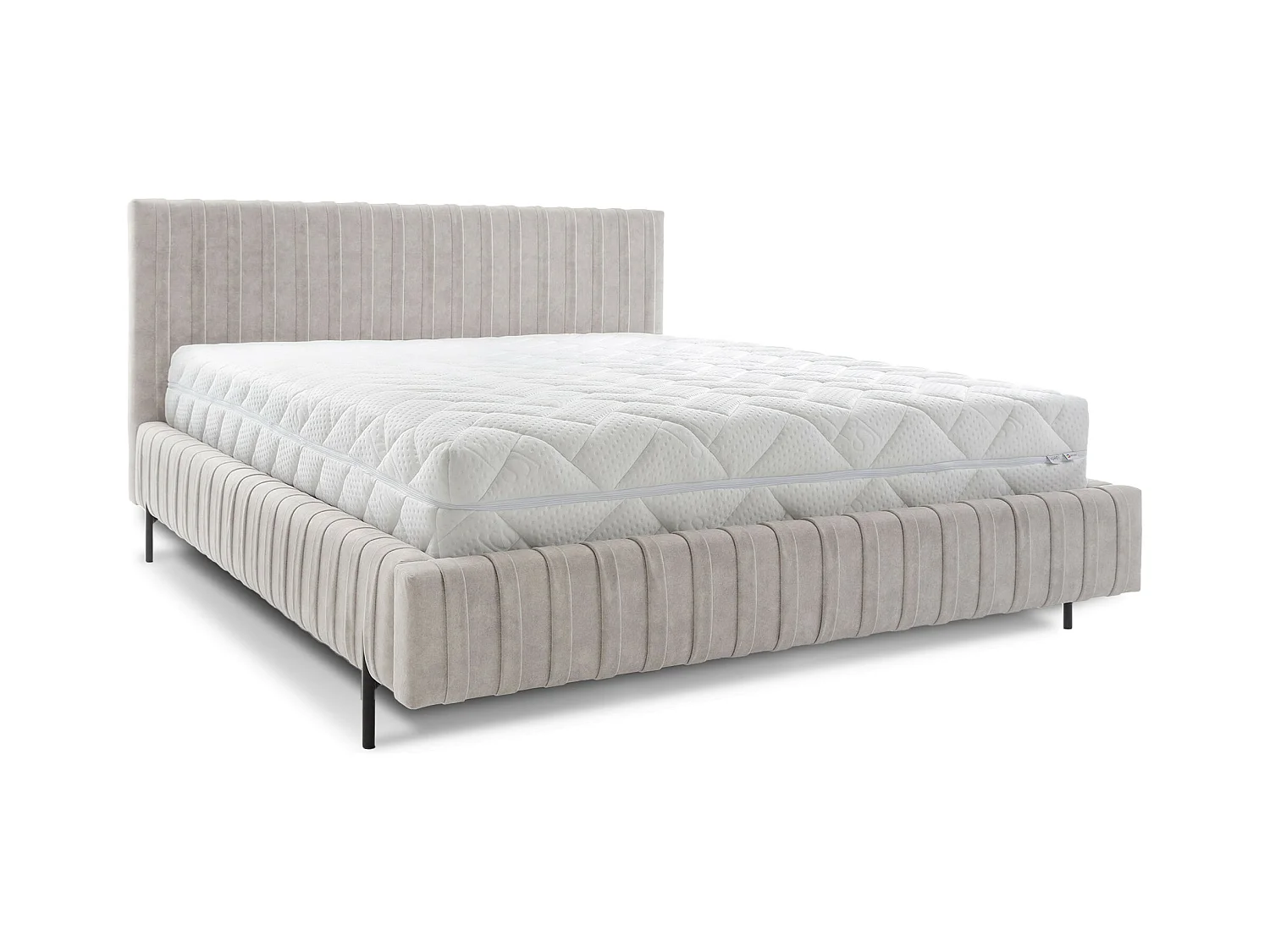 Bett Mario S (140x200)/Stoffbezug/Grau