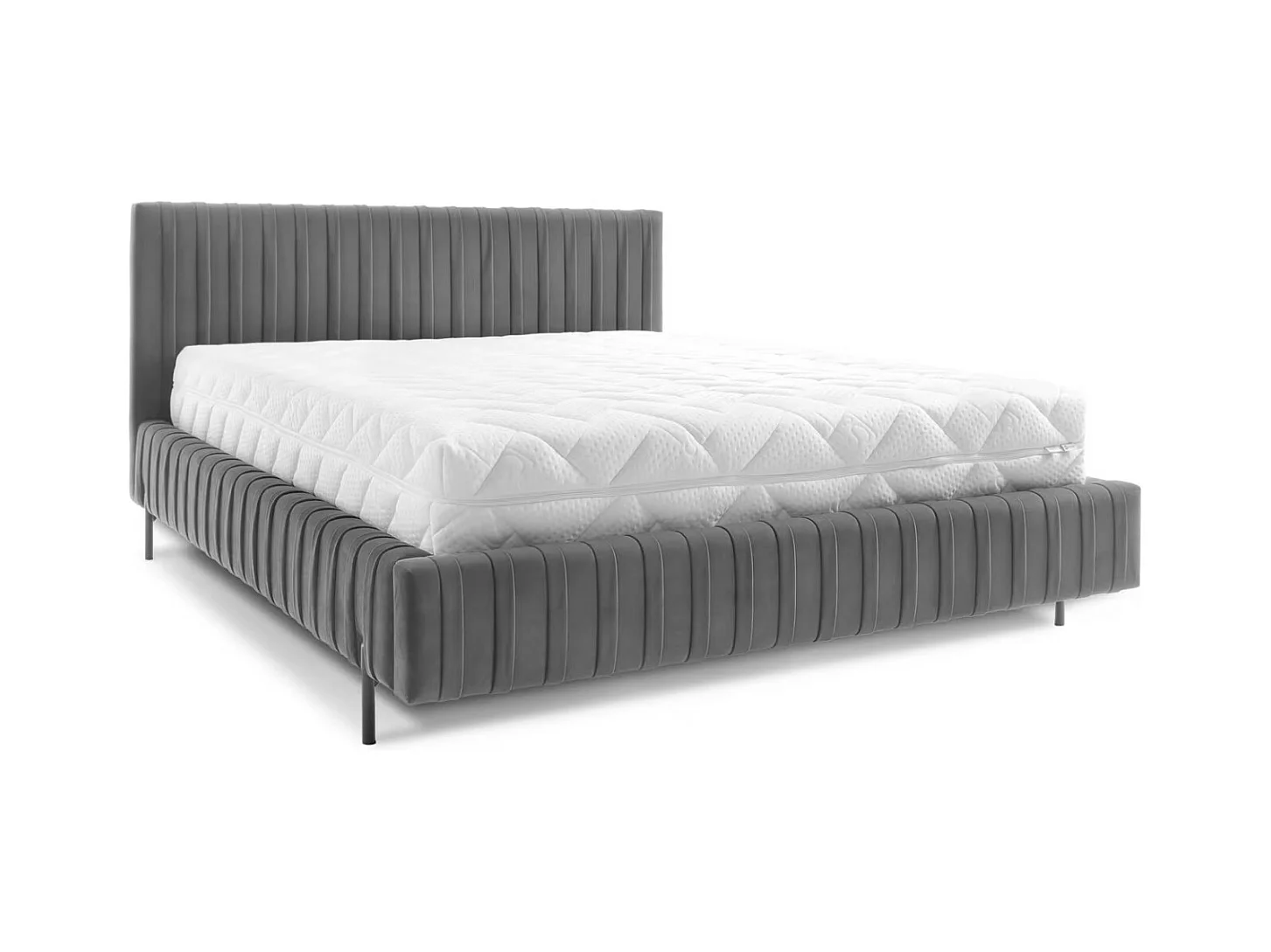 Lit coffre Plika prestige – Design et tissu pour un confort absolu-Couleur Gris foncé-180x200