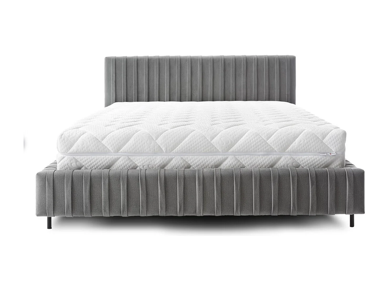 Lit coffre Plika prestige – Design et tissu pour un confort absolu-Couleur Gris foncé-180x200