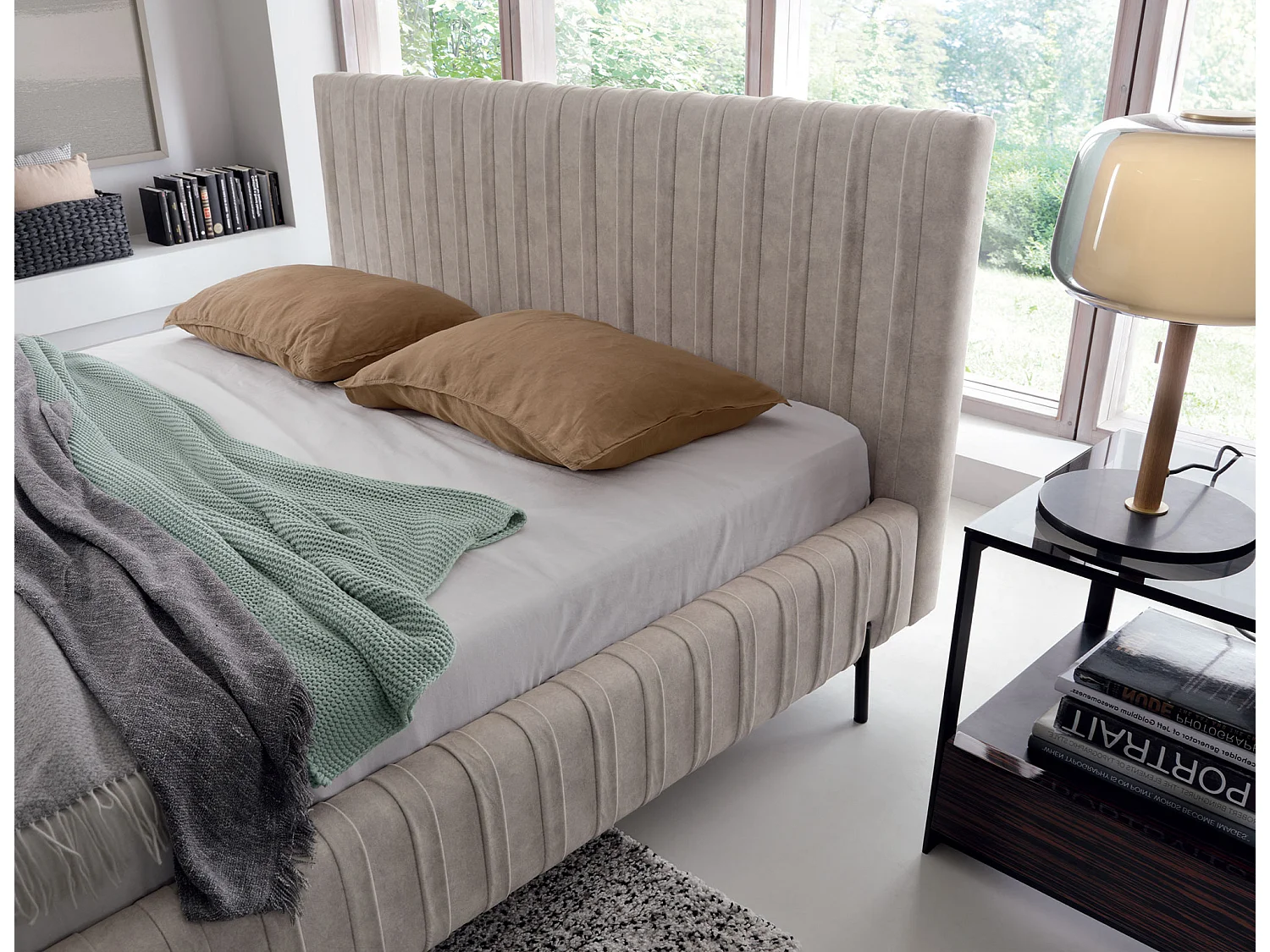 Plika prestige opbergbed – Hoogwaardig design en stof voor absoluut comfort-Kleur Licht beige-Slapen 180x200cm