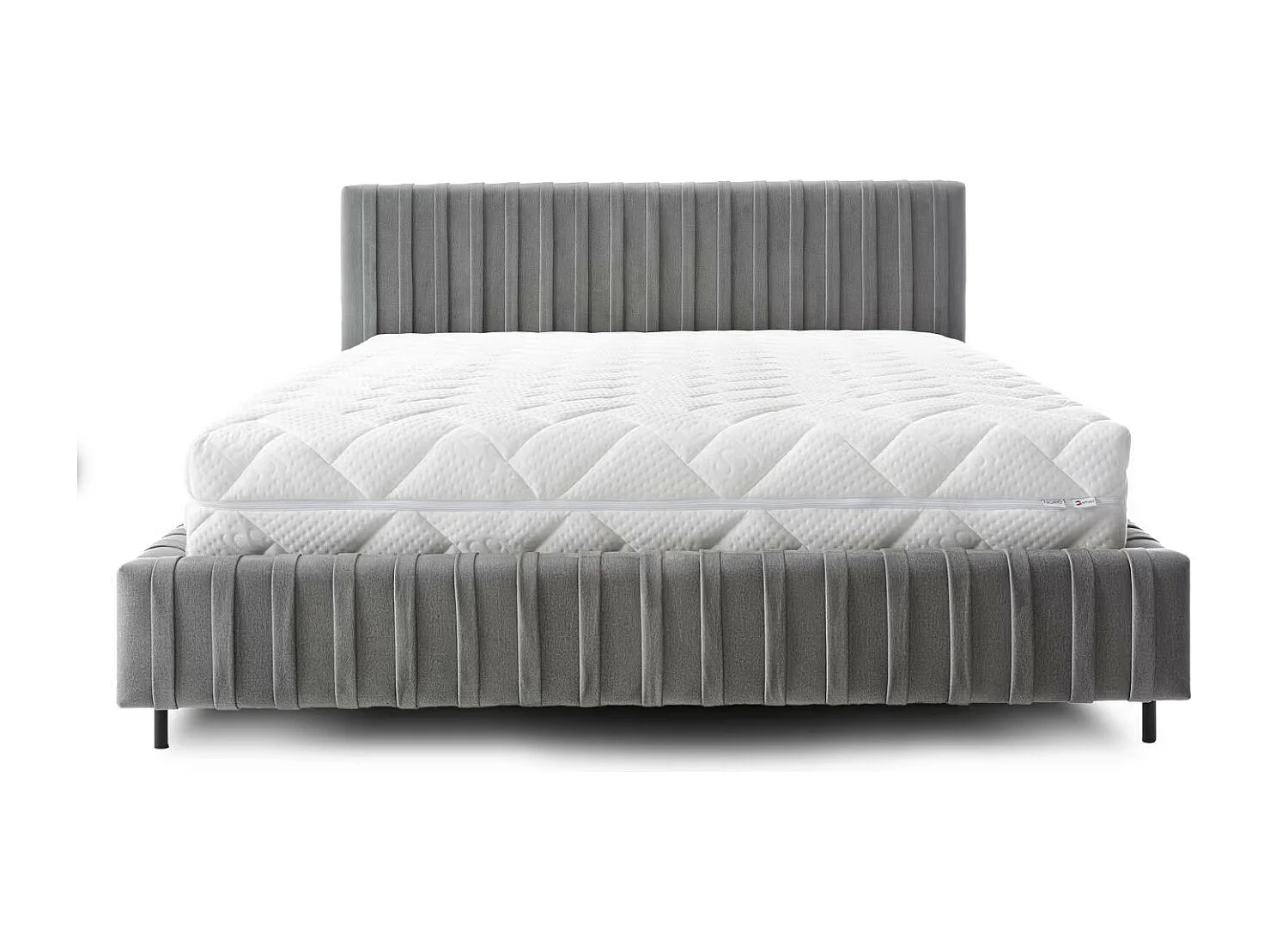 Lit coffre Plika prestige – Design et tissu pour un confort absolu-Couleur Gris foncé-140x200