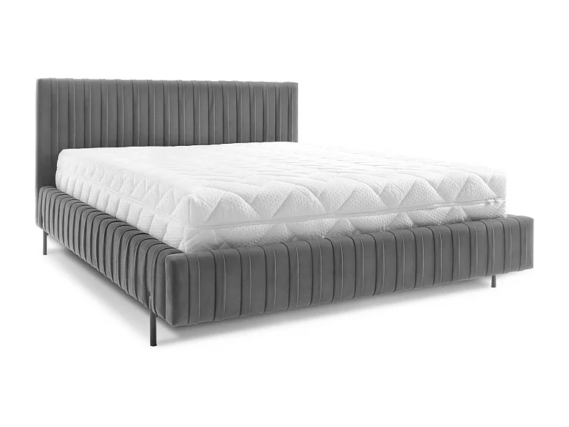 Lit coffre Plika prestige – Design et tissu pour un confort absolu-Couleur Gris foncé-160x200