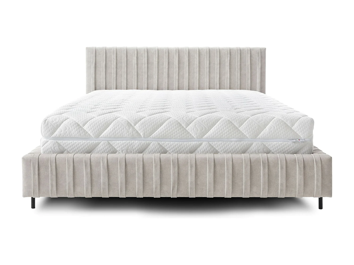 Lit coffre Plika prestige – Design et tissu pour un confort absolu-Couleur Beige clair-160x200