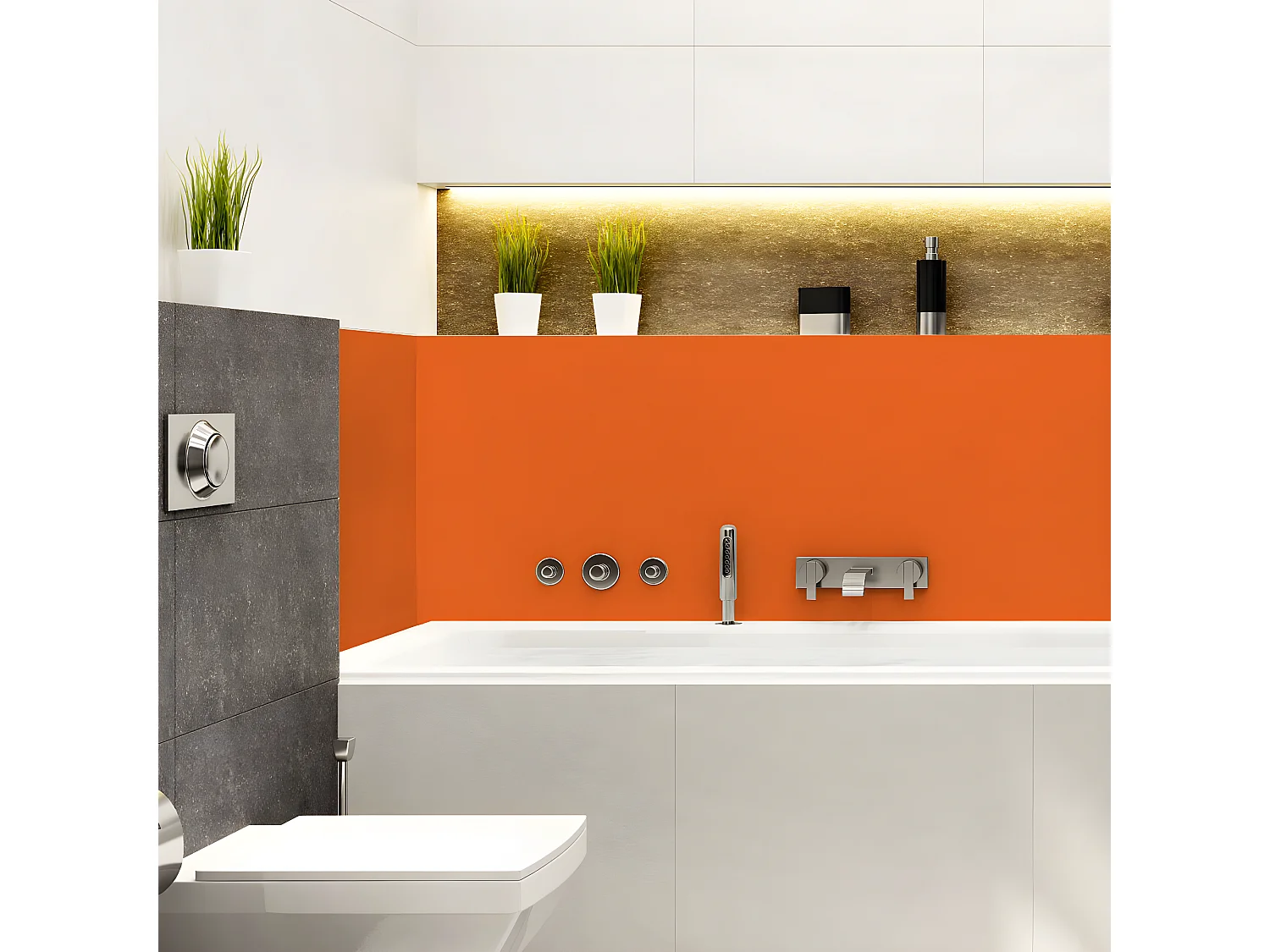 Rouleau adhésif décoratif Vinyle au Mètre - Sticker Lavable Imperméable Mur Cuisine Meubles - 60cmx50m - Orange