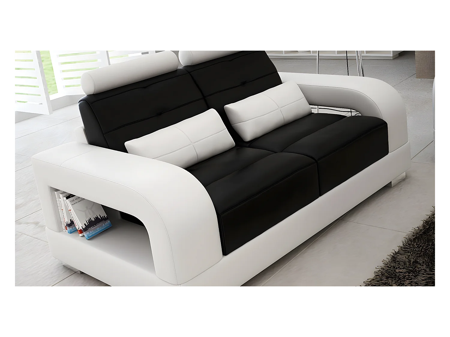 Schwarz-weiße Luxus Sofagarnitur 3+1+1 Sitzer stilvoll Neu