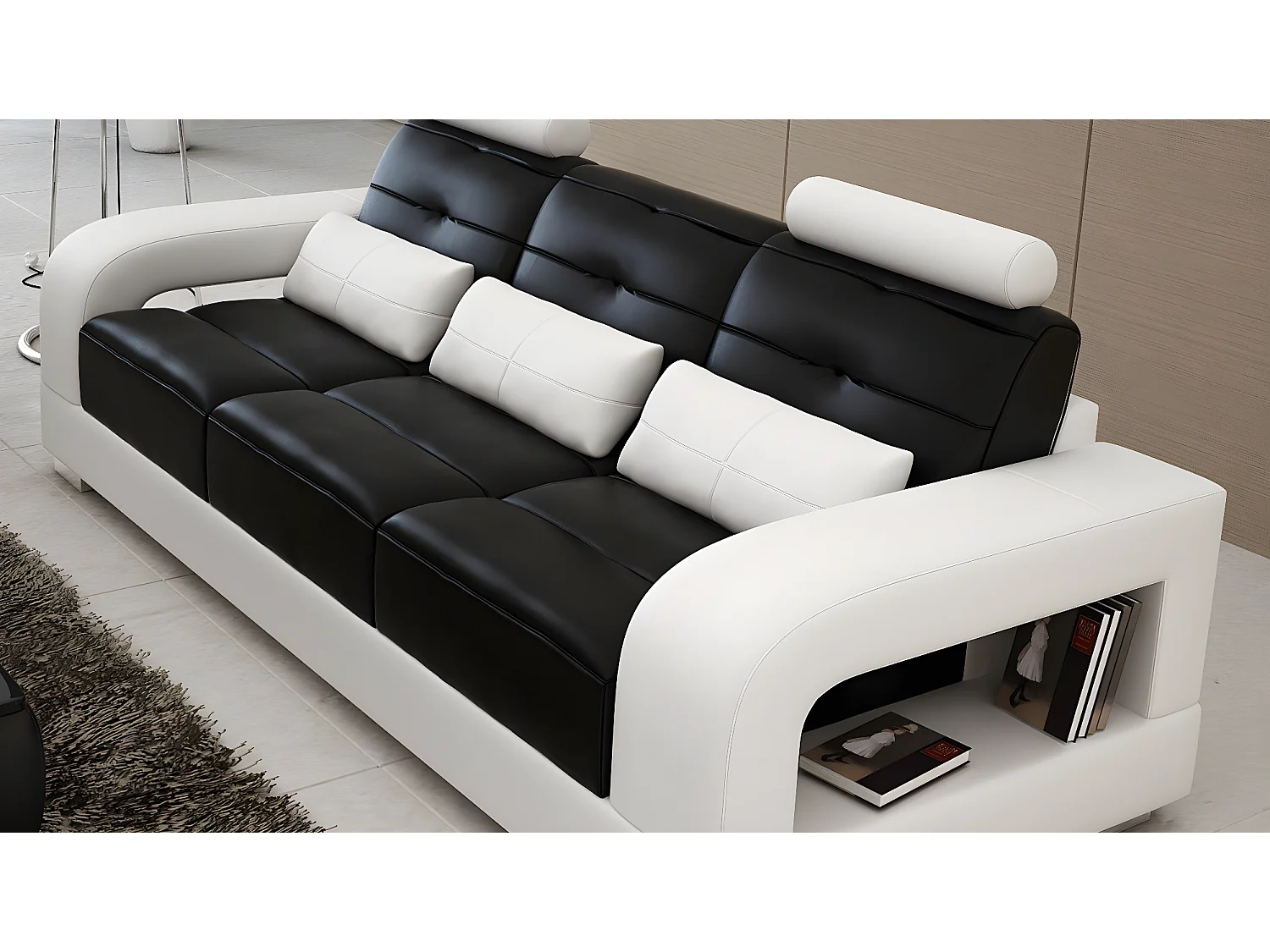 Schwarz-weiße Luxus Sofagarnitur 3+1+1 Sitzer stilvoll Neu