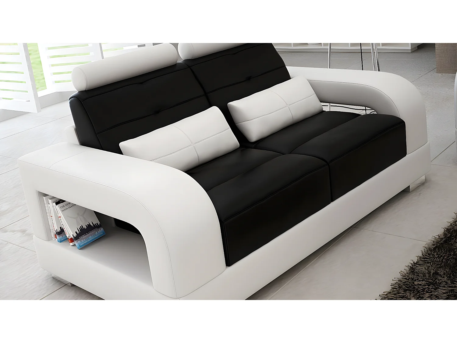 Schwarz-weiße Luxus Sofagarnitur 3+1+1 Sitzer stilvoll Neu