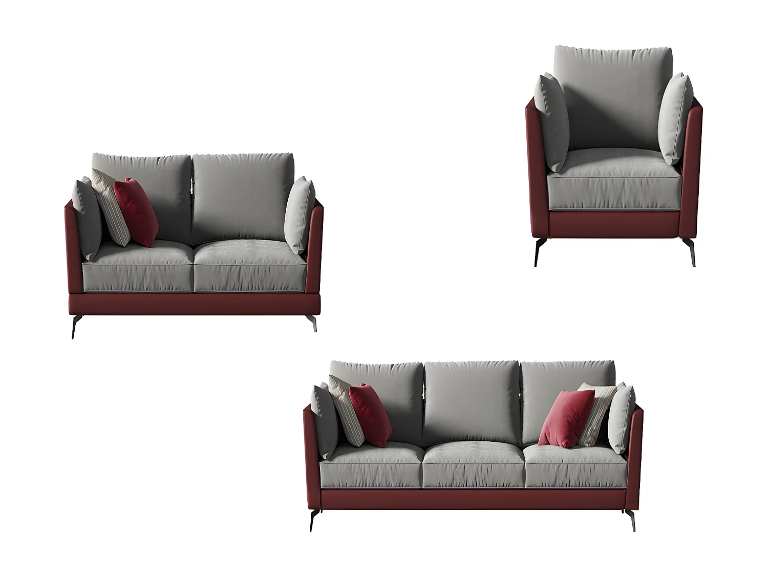 Graue Sofagarnitur 3+2+1 Sitzer Stoff Textil Wohnlandschaft Sofas