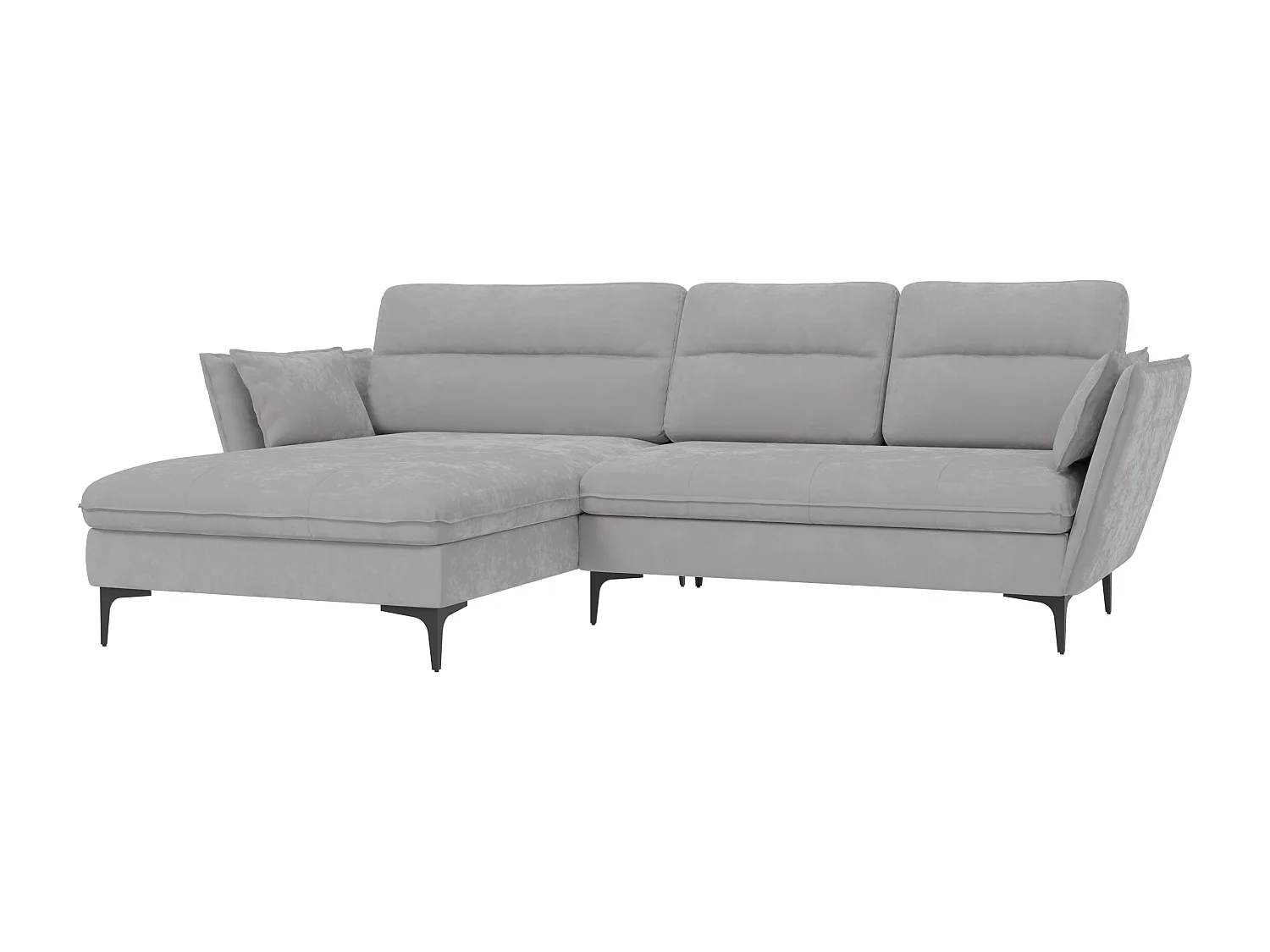 Canapé d’angle avec fonction lit et coffre de rangement, en tissu velours Christa