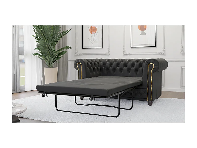 Selena 2-Sitzer Chesterfield Sofa mit Schlaffunktion Vintage Optik Microfaser