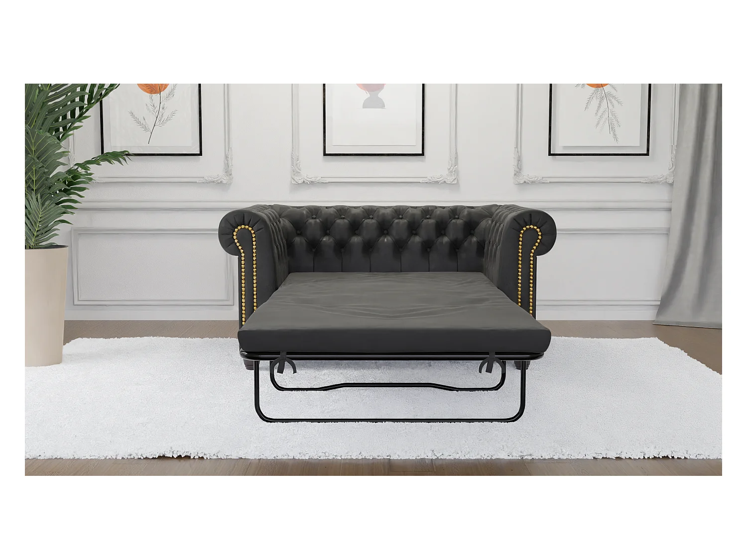 Selena 2-Sitzer Chesterfield Sofa mit Schlaffunktion Vintage Optik Microfaser