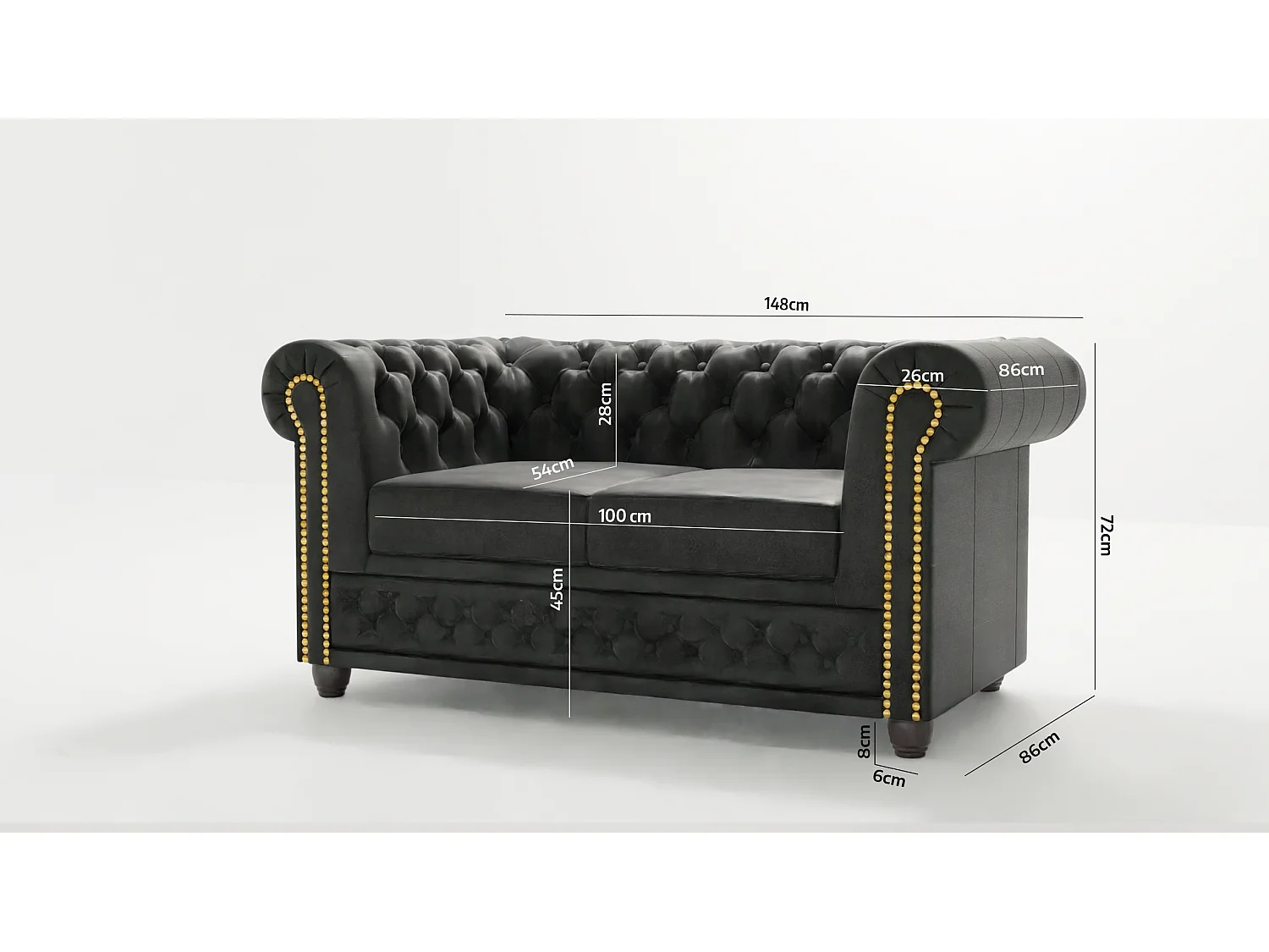 Selena 2-Sitzer Chesterfield Sofa mit Schlaffunktion Vintage Optik Microfaser