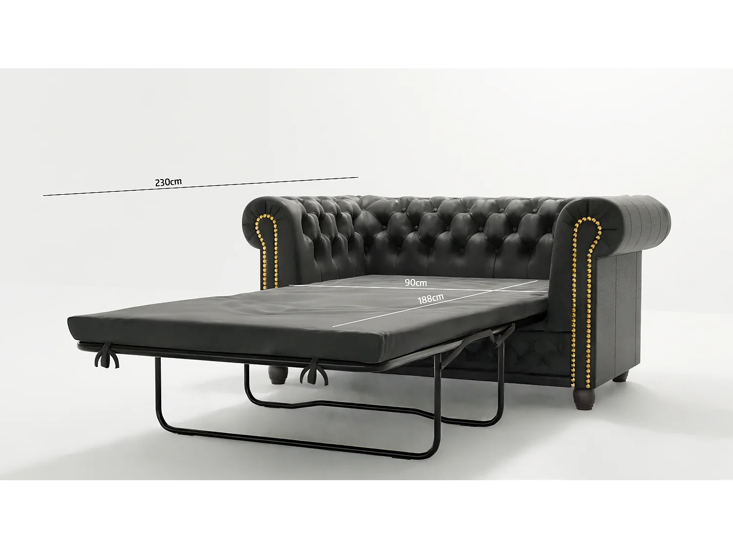 Selena 2-Sitzer Chesterfield Sofa mit Schlaffunktion Vintage Optik Microfaser