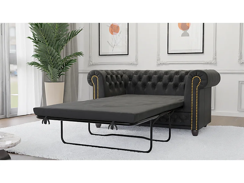 Selena 2-Sitzer Chesterfield Sofa mit Schlaffunktion Vintage Optik Microfaser