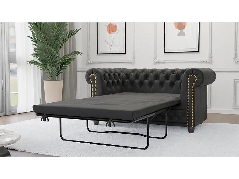 Selena 2-Sitzer Chesterfield Sofa mit Schlaffunktion Vintage Optik Microfaser