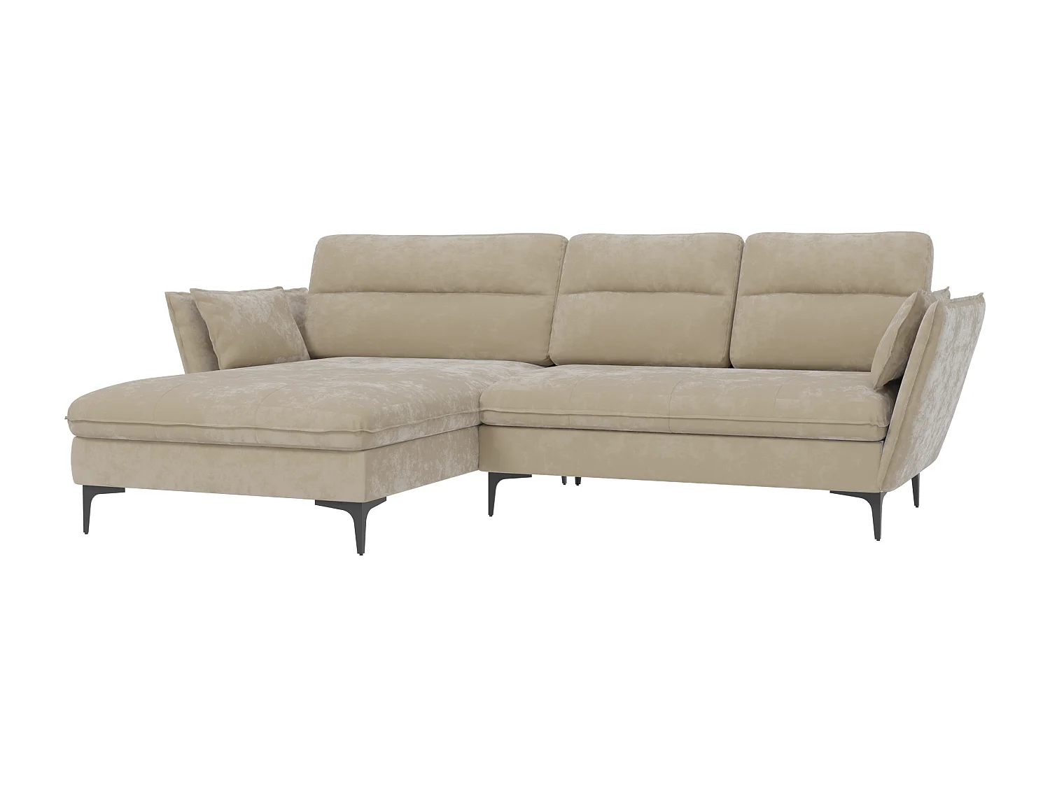 Canapé d’angle avec fonction lit et coffre de rangement, en tissu velours Christa