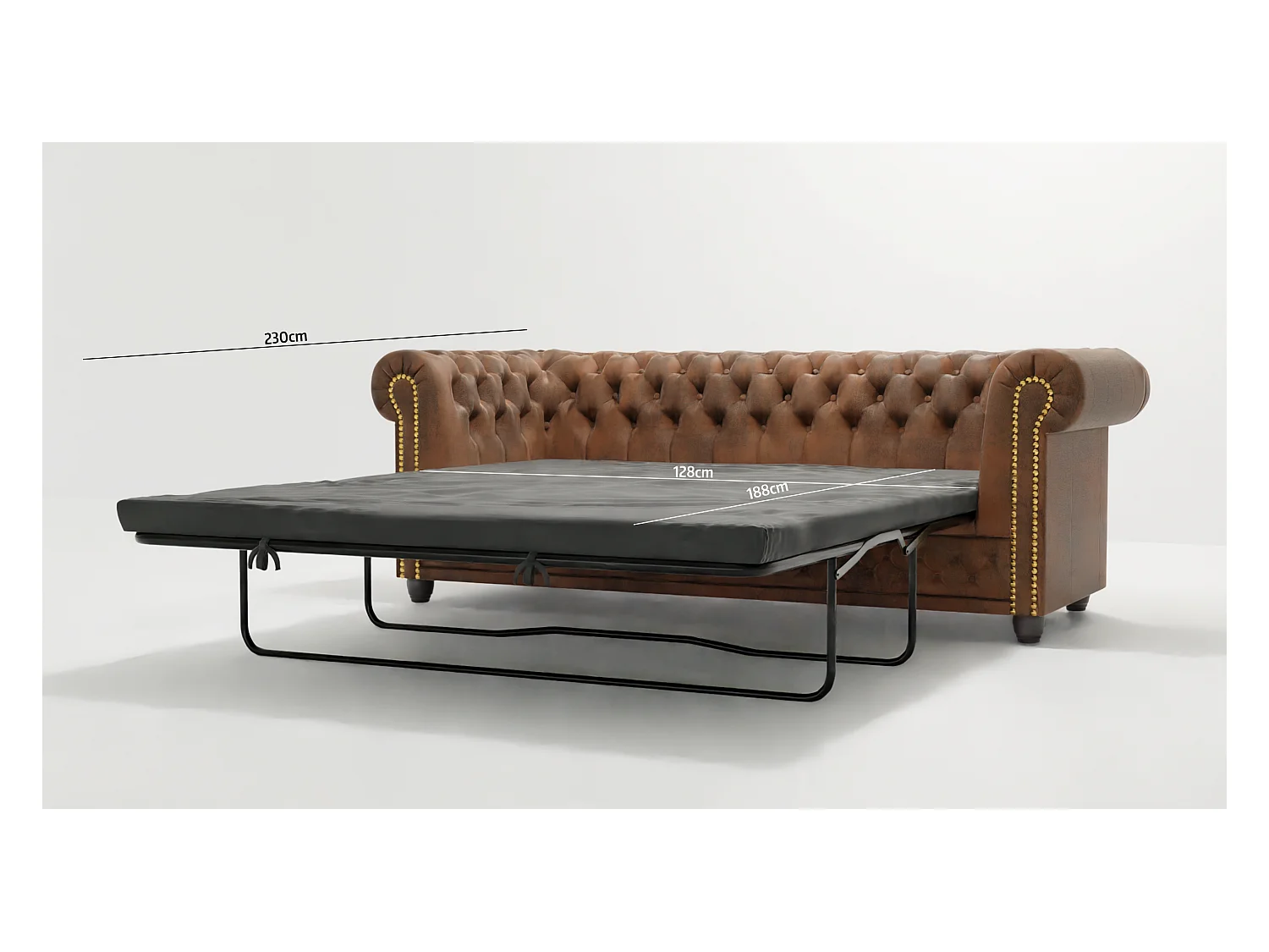 Selena 3-Sitzer Chesterfield Sofa mit Schlaffunktion Vintage Optik Microfaser