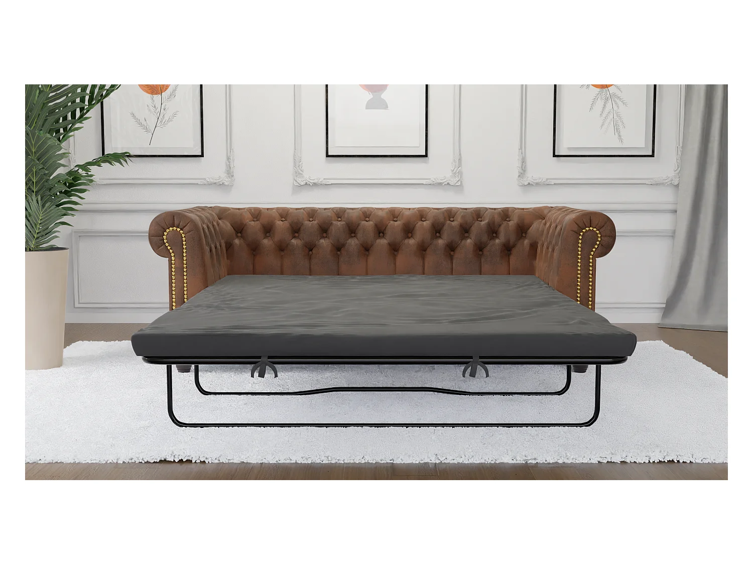 Selena 3-Sitzer Chesterfield Sofa mit Schlaffunktion Vintage Optik Microfaser