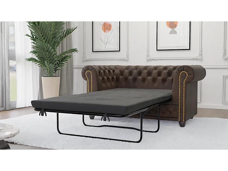 Selena 2-Sitzer Chesterfield Sofa mit Schlaffunktion Vintage Optik Microfaser