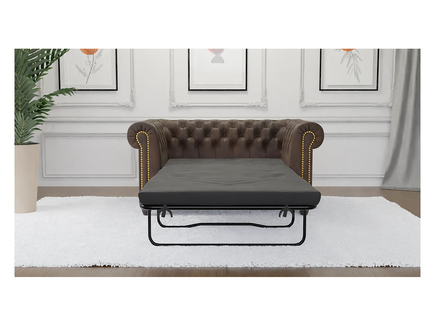 Selena 2-Sitzer Chesterfield Sofa mit Schlaffunktion Vintage Optik Microfaser