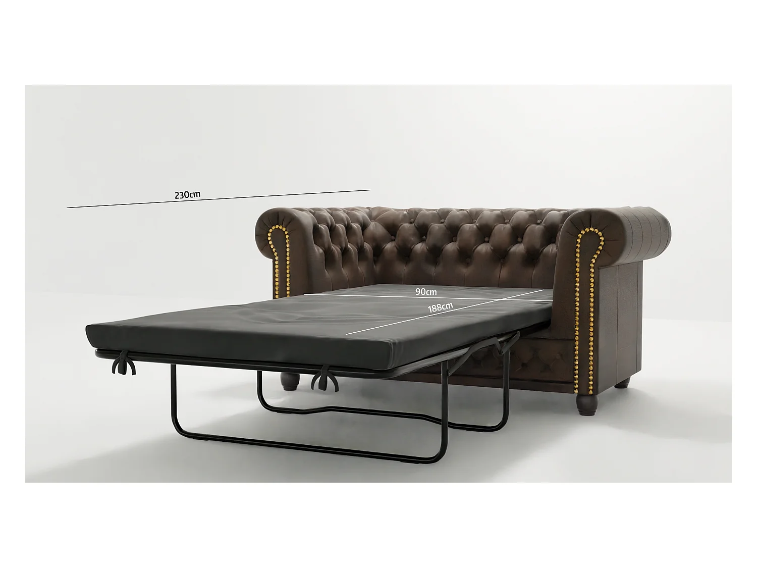 Selena 2-Sitzer Chesterfield Sofa mit Schlaffunktion Vintage Optik Microfaser