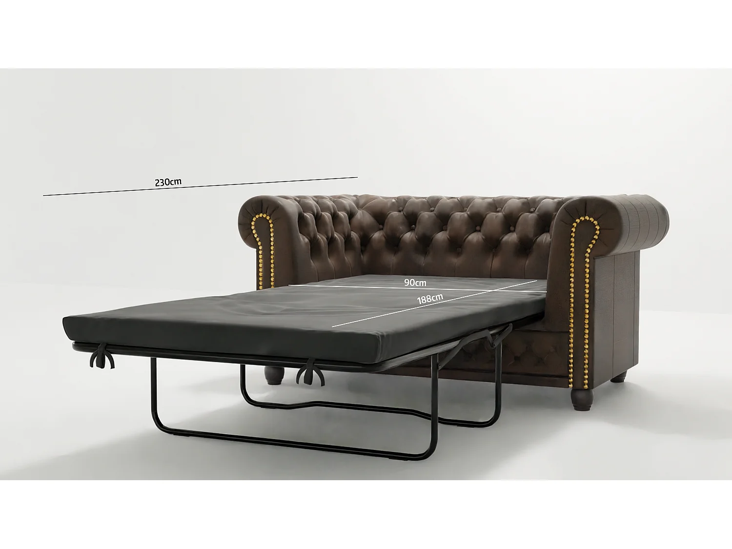 Selena 2-Sitzer Chesterfield Sofa mit Schlaffunktion Vintage Optik Microfaser