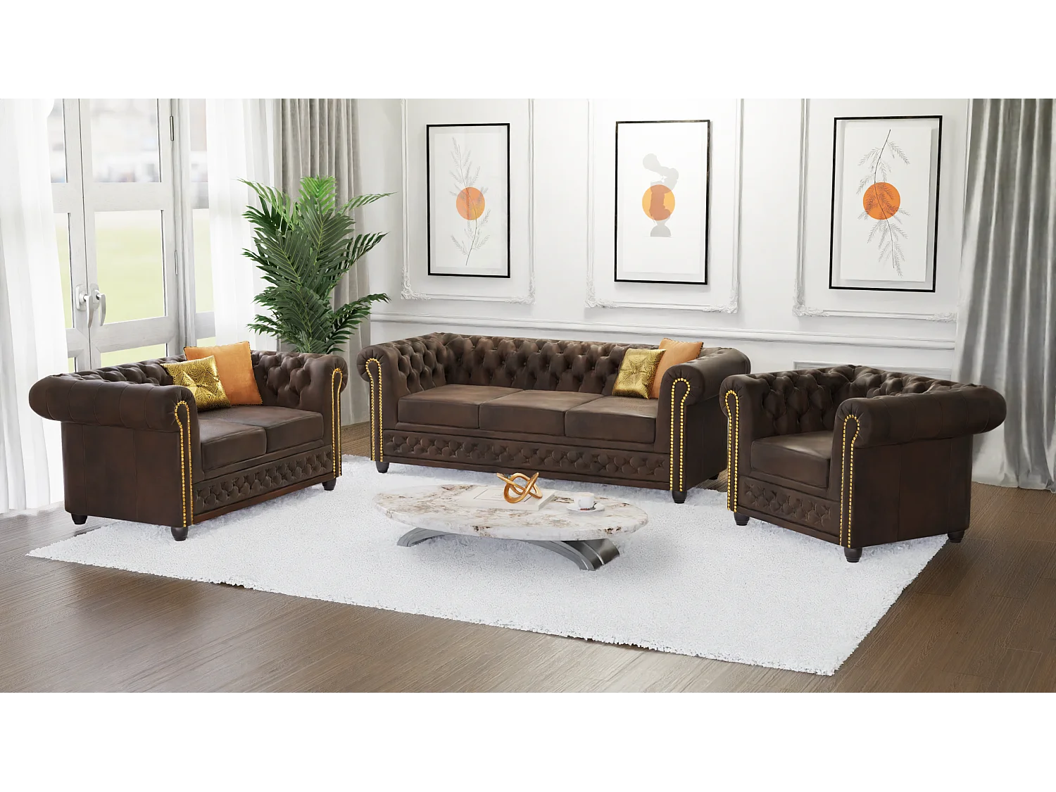 Selena 2-Sitzer Chesterfield Sofa mit Schlaffunktion Vintage Optik Microfaser