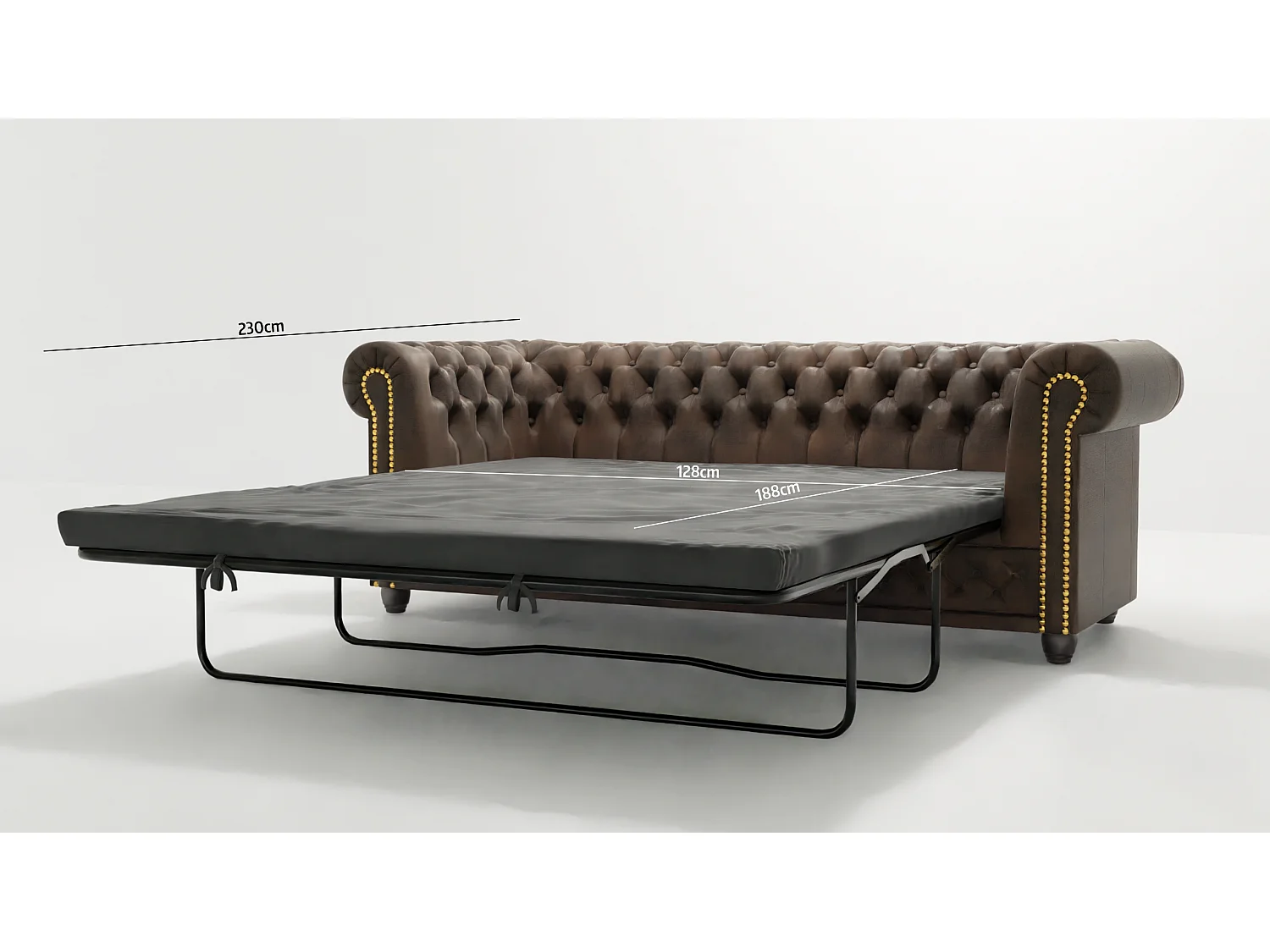 Selena 3-Sitzer Chesterfield Sofa mit Schlaffunktion Vintage Optik Microfaser