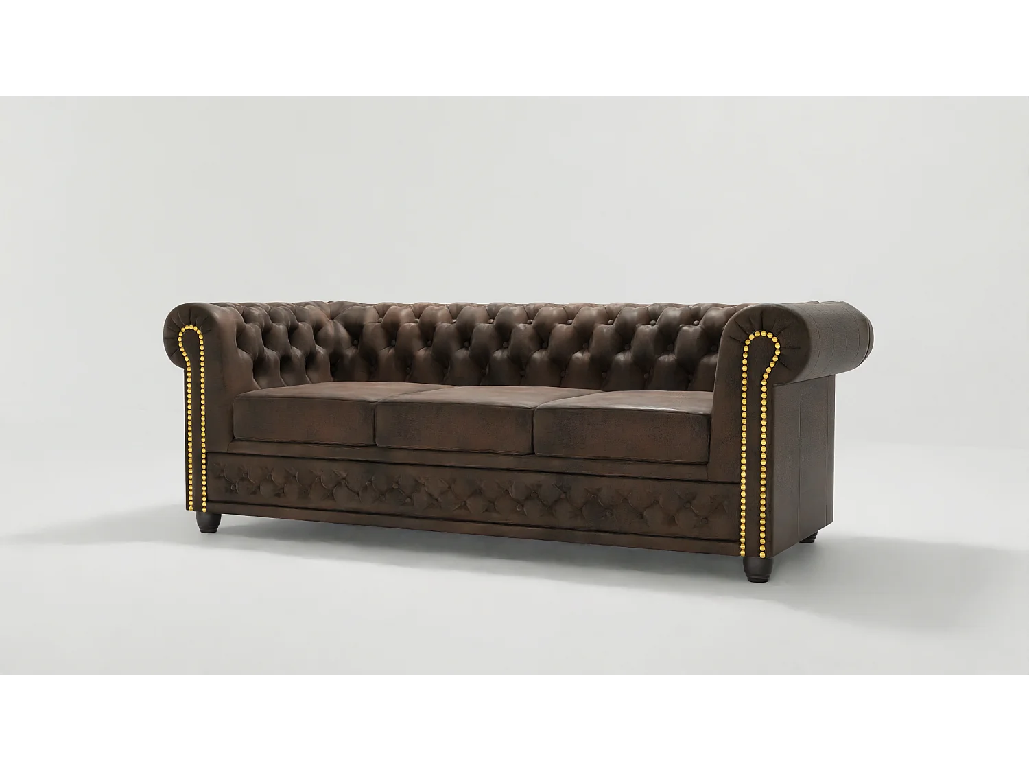 Selena 3-Sitzer Chesterfield Sofa mit Schlaffunktion Vintage Optik Microfaser