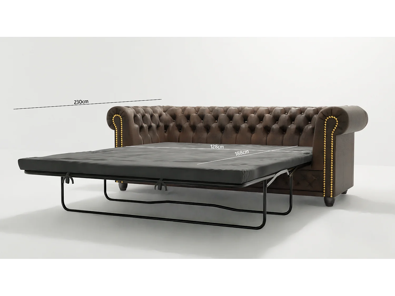 Selena 3-Sitzer Chesterfield Sofa mit Schlaffunktion Vintage Optik Microfaser