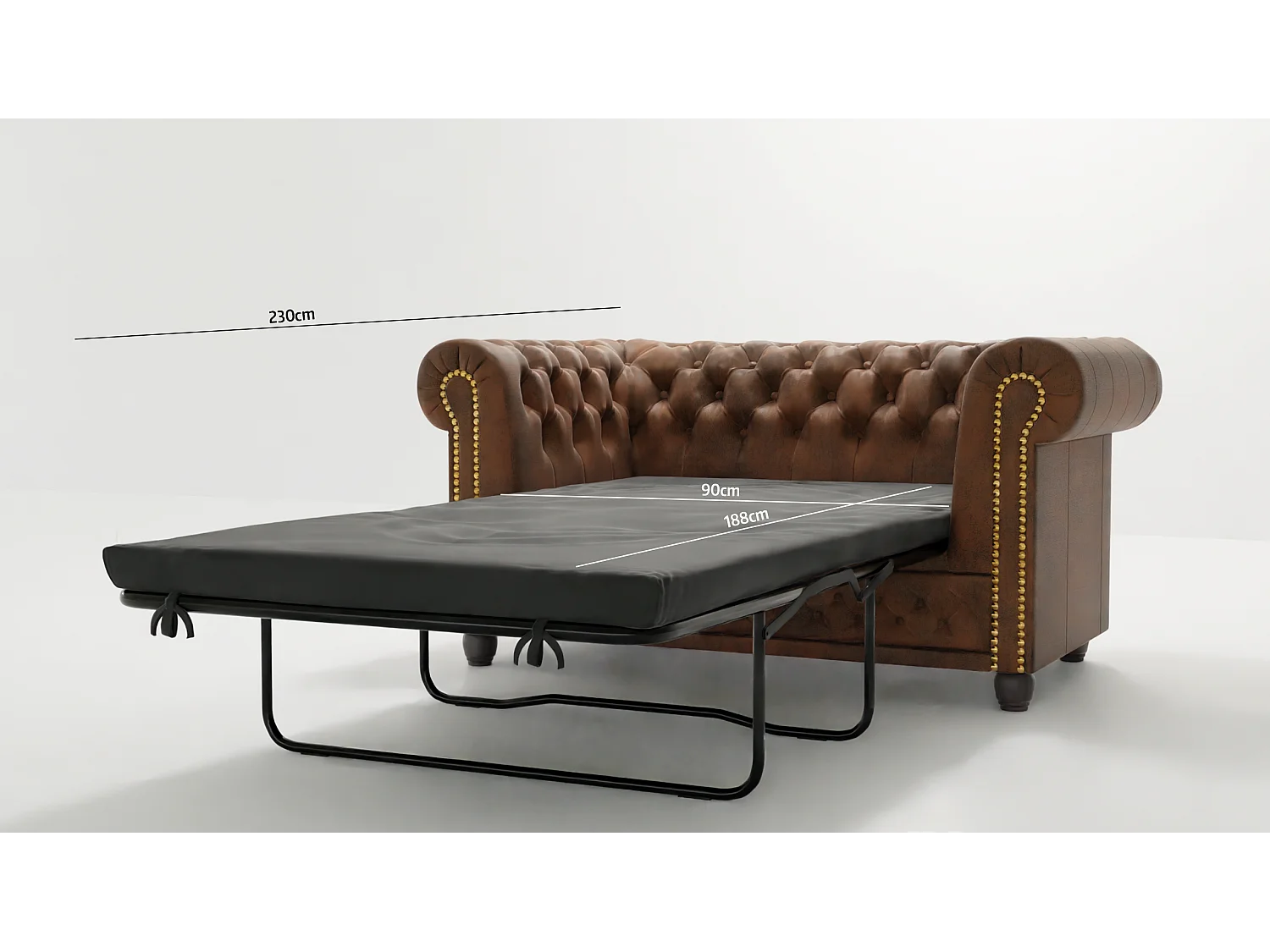 Selena 2-Sitzer Chesterfield Sofa mit Schlaffunktion Vintage Optik Microfaser