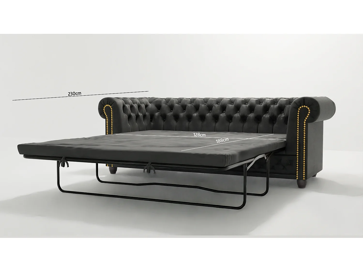 Selena 3-Sitzer Chesterfield Sofa mit Schlaffunktion Vintage Optik Microfaser