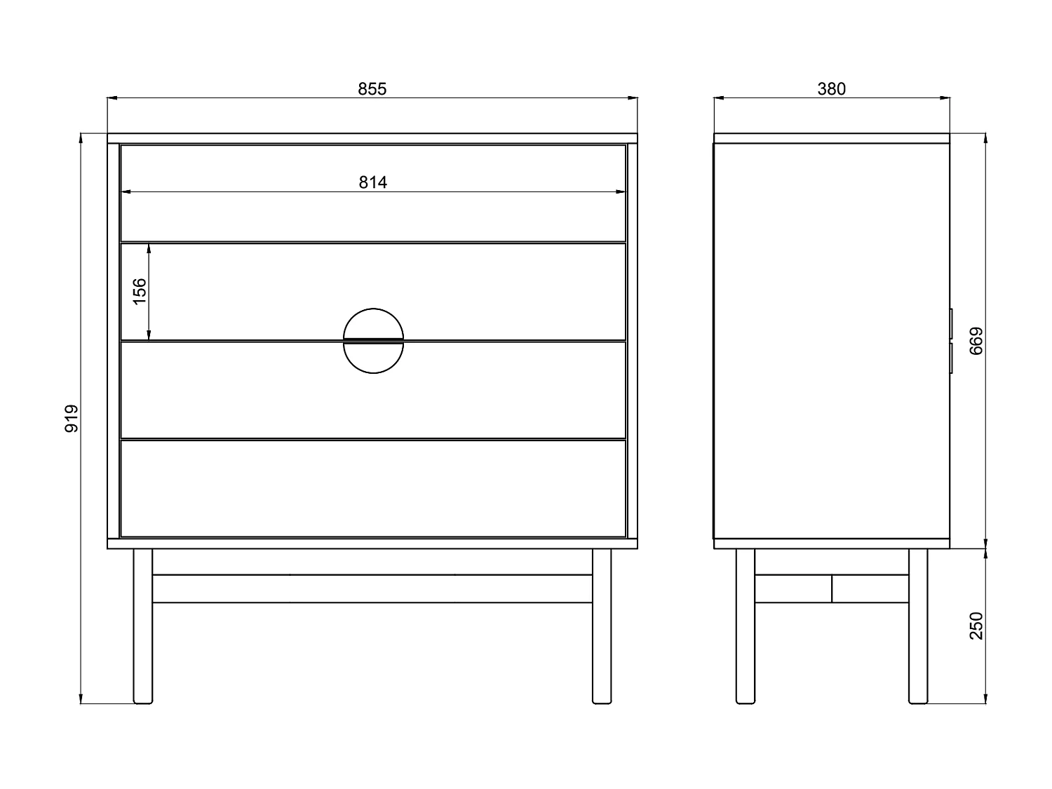Ladekast - 85 cm - zwart - STOON
