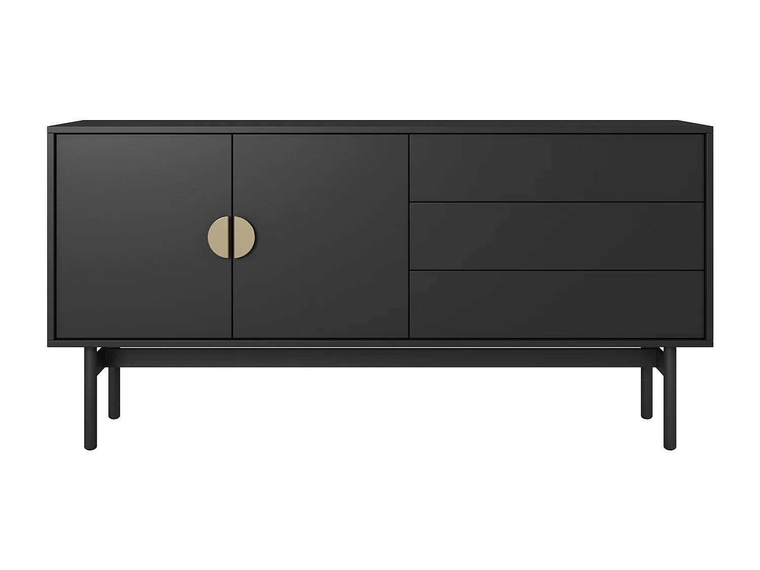 TV-meubel met twee deuren - 154 cm - met drie lades - zwart - STOON