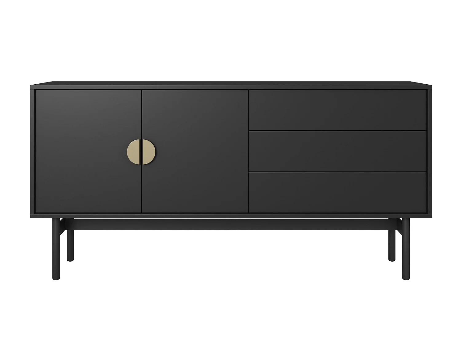 Meuble TV à deux portes - 154 cm - avec trois tiroirs - noir - STOON