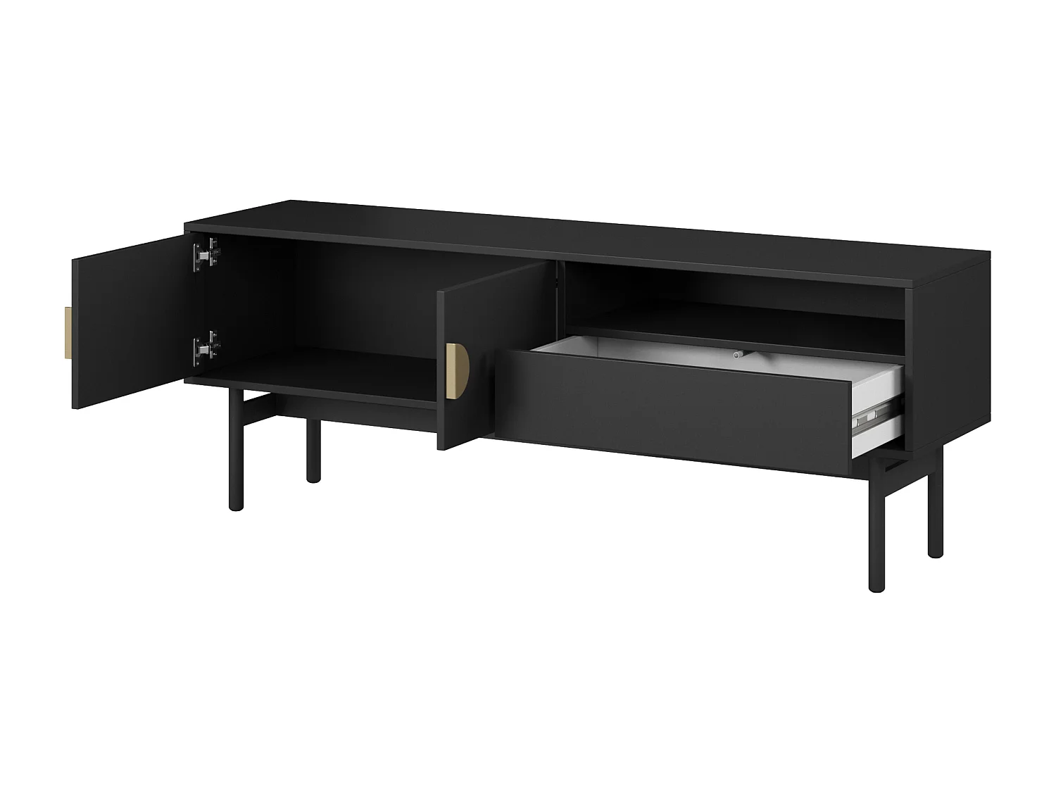 Meuble TV avec tiroir et niche - 154 cm - noir - STOON