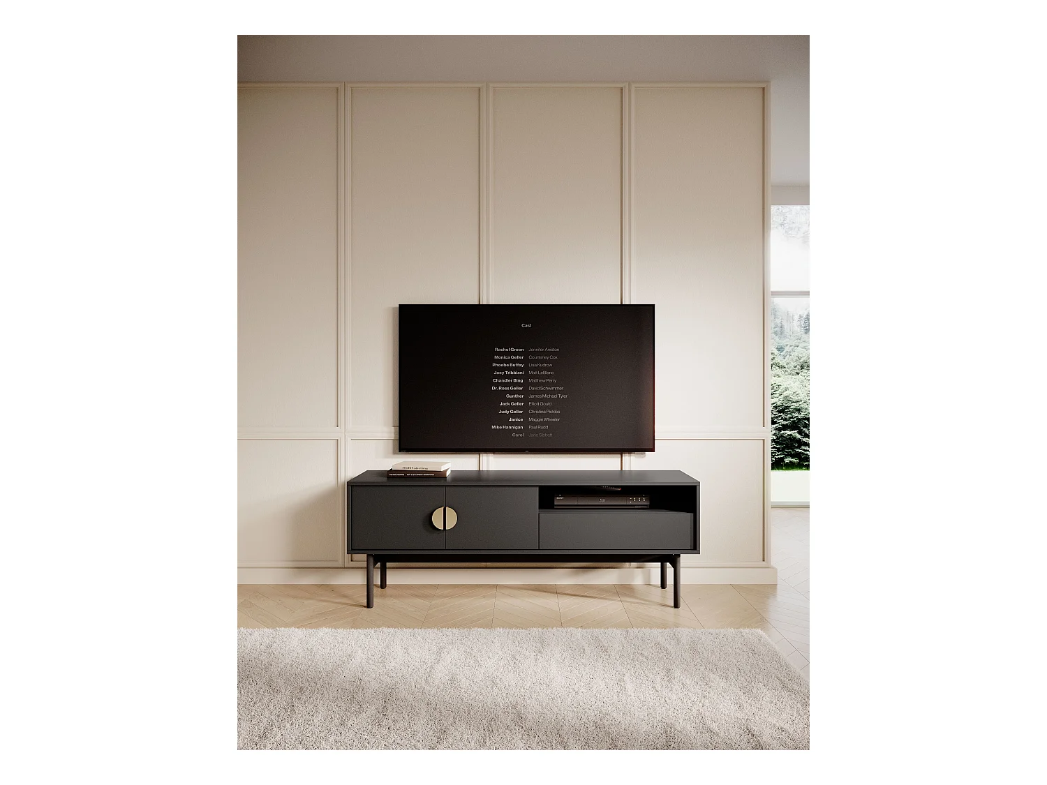 Meuble TV avec tiroir et niche - 154 cm - noir - STOON
