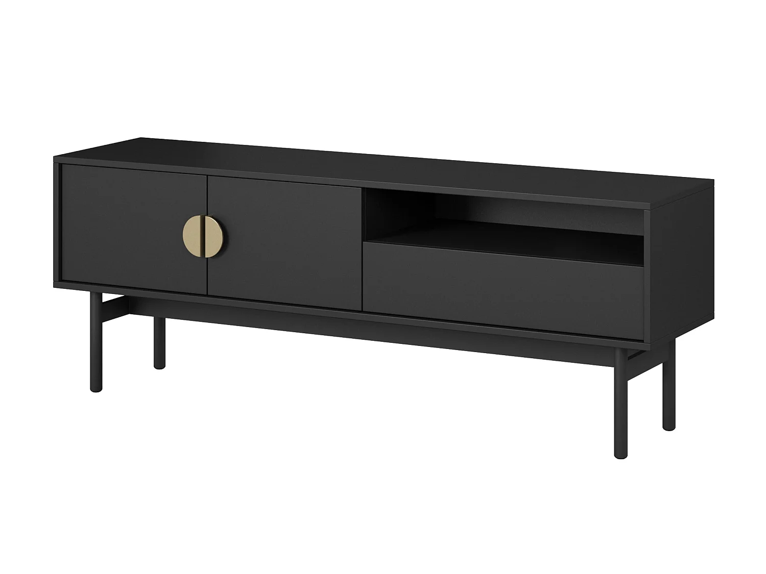 Meuble TV avec tiroir et niche - 154 cm - noir - STOON