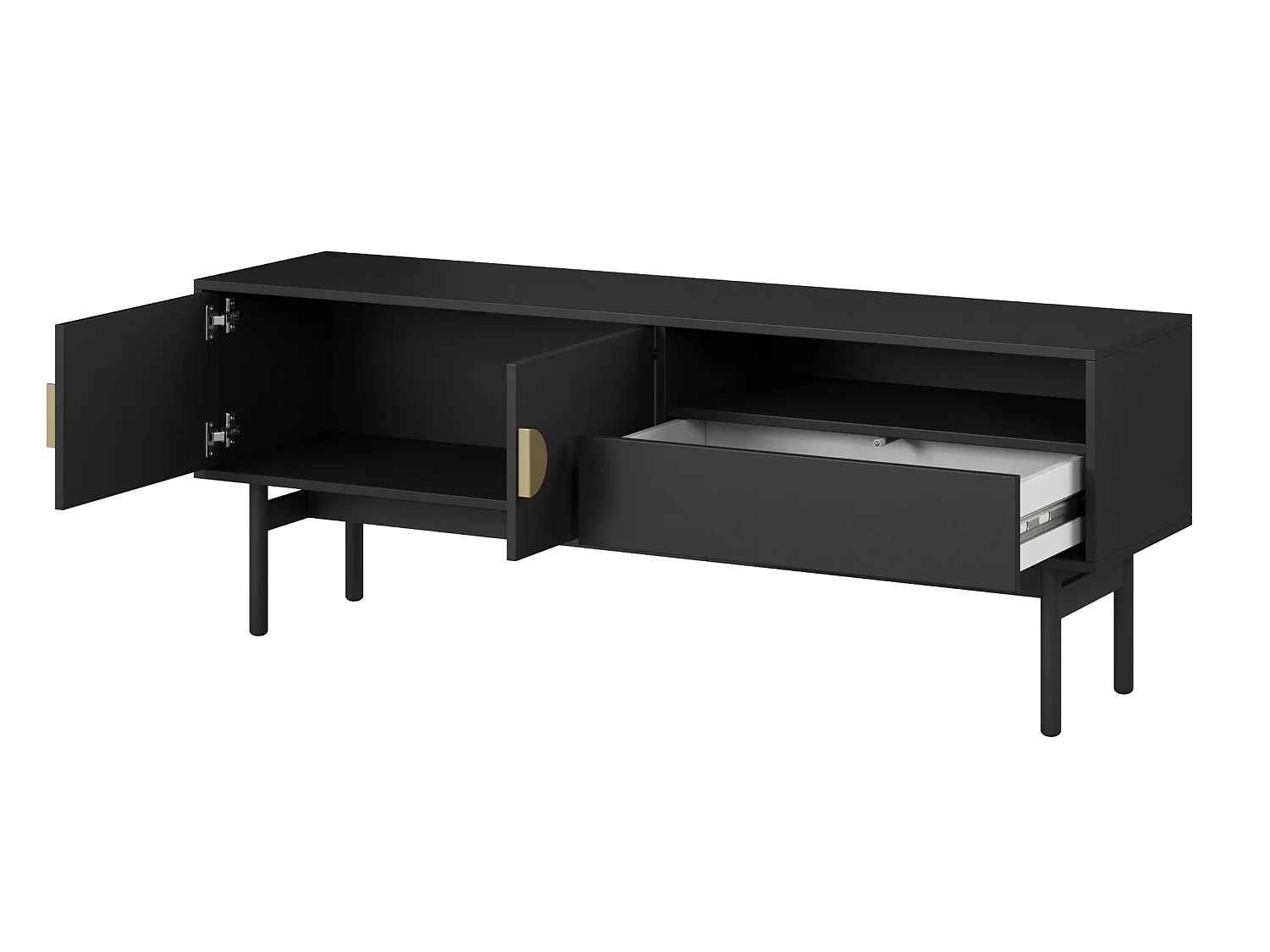 Meuble TV avec tiroir et niche - 154 cm - noir - STOON