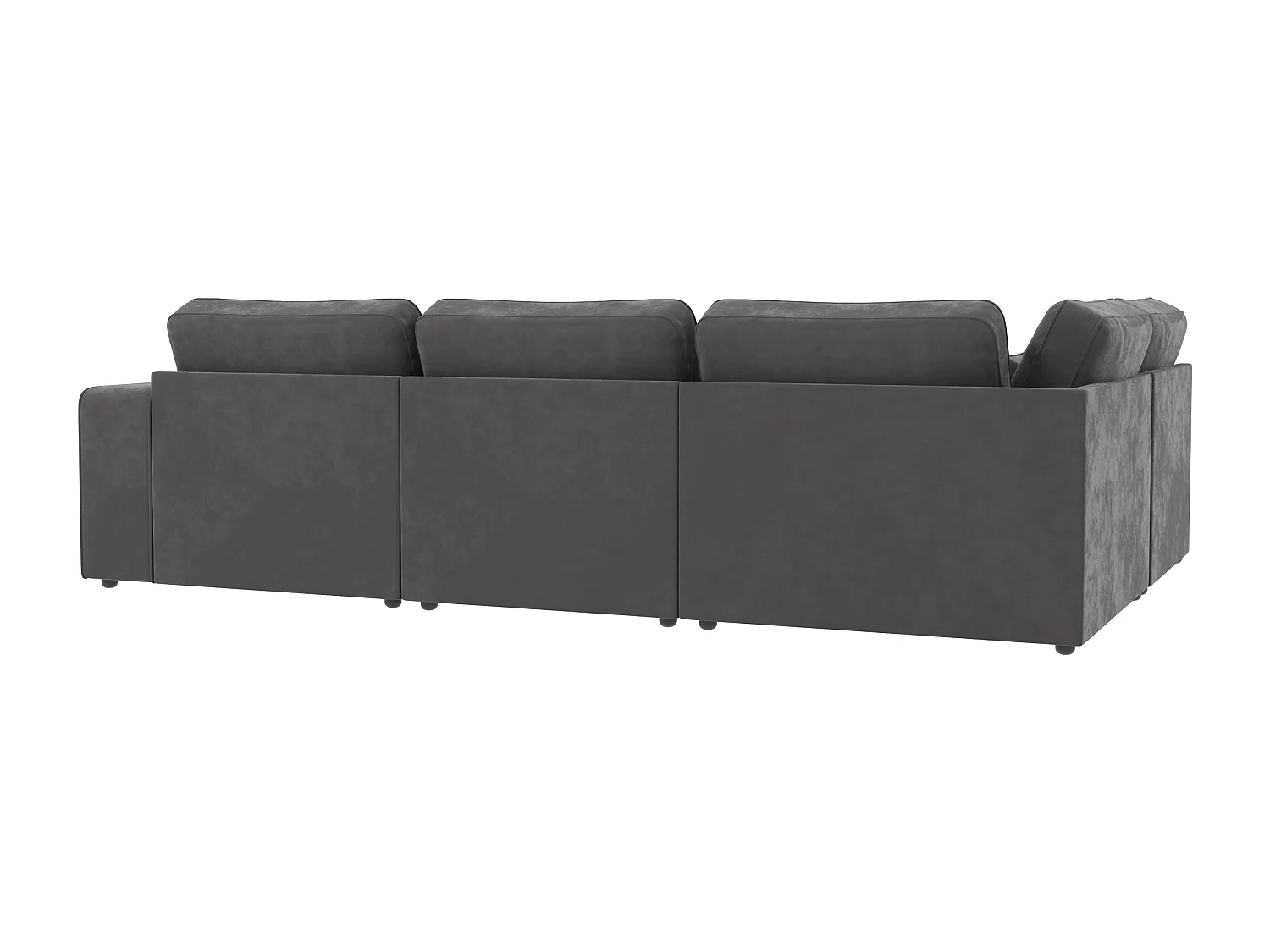 Canapé d’angle modulaire en velours avec coussins de dossier et lombaires Dagmar